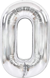 Silver Number Balloons in Helium Foil Mylar No.0