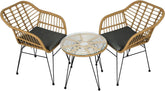 Olmecs Set of 3 Pieces Patio Chairs Bundle with Glass Table