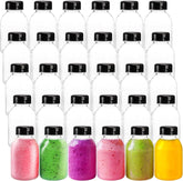 300ml Plastic Juice Bottles with Black Lids, Empty Clear Reusable Beverages - Willow