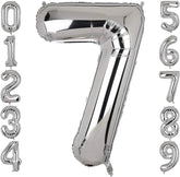 Silver Number Balloons in Helium Foil Mylar No.7