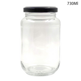 Glass Jar for Kitchen Storage with Air Tight Black Cap 730ml (24Pcs/Ctn)