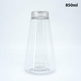 Willow 850ml Food Grade Clear PET Plastic Conical Bottle With Silver Screw Cap (96Pc / Ctn)