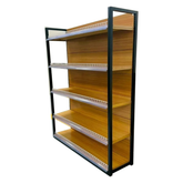 Single-sided 5 level Layers Metal Retail Store Rack Supermarket Shelf Organizer Wood Style Gondola Shelving Display