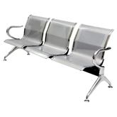 3 Seater Silver Metal Airport Chair with Chrome Curved Armrests