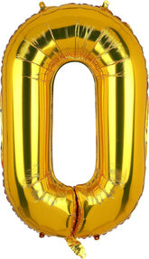 Gold Number Balloons in Helium Foil Mylar No. 0