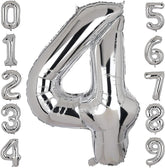 Silver Number Balloons in Helium Foil Mylar No.4