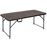 Olmecs Portable Plastic Folding Table SZK120 Wood Design 120 * 60 cm for 4-6 person (brown2)