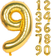 Gold Number Balloons in Helium Foil Mylar No.9