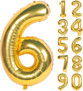 Gold Number Balloons in Helium Foil Mylar No.6