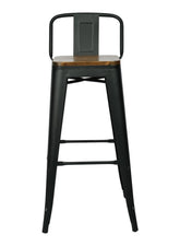 Olmecs Metal Bar Chair With Back Support High, Black Walnut Wood High Chair
