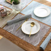 Kitchen Dinning Mats Set PVC Placemats Non-slip Table Mats Retro Luxury Court Style Heat-resistant (10Pc Set)