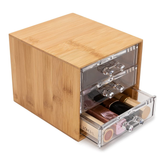 Olmecs Bamboo & Acrylic Finishing Cosmetic Storage Box, 3 Tier