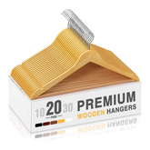 Willow 20Pc Pack Wooden Hangers for Clothes, Jacket, Shirt, Tank Top, Dress.Closet