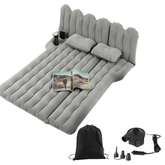 Inflatable Car Air Mattress with Back Seat Support & Pump Black– Ideal for Road Trips, Camping, and Travel Comfort (Grey)