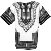 Tribe Premium Traditional Colourful African Dashiki Thailand Style Free size ( L ) - Grey/White