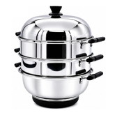 Olmecs Electric Multi-Function Stainless Steel 3 Tier Food Steamer Electric Momo Steaming Rice, Pasta, & Vegestable for Home
