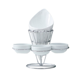 French Fries Holder With 3 Dip Dishes And Metal Stand - Olmecs