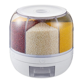 Kitchen Organizer For Grains & Cereals, 6- Grid Round Food Dispenser 360° Rotating Cereal Dispenser, Transparent Dry Food Containers