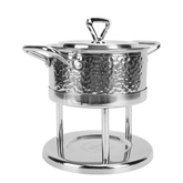Olmecs 304 Stainless Steel Individual Hot Pot Food Warmer Stove Pan with Lid Stand for Camping Outdoor Dormitory Hotel Home