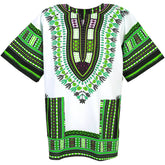 Tribe Premium Traditional Colourful African Dashiki Thailand Style Free size ( L ) - Green/White
