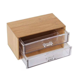 Olmecs Bamboo & Acrylic Finishing Cosmetic Storage Box, 2 Tier