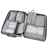 Willow 7 Pcs Travel Luggage Packing Organizers Set, (Grey, oxford fabric)