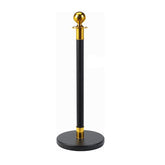 Olmecs Stanchion Black Gold / Black Silver Round Top Barrier Pole Only (1 Set of 2 Pcs)