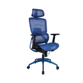 Olmecs Ergonomic Blue Office Chair - with Fixed Armrests and Lumbar Support for Comfort at Home and Office
