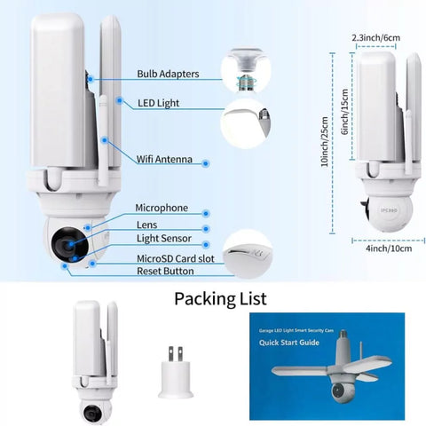PTZ Smart Camera All-In-One Lumiguardian LED Garage Lights Bulb PTZ Smart Camera All-In-One Lumiguardian LED Garage Lights Bulb