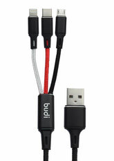 Budi 3 in 1 charge cable Lightening/ Type C/ Micro USB1 meter DC203A8