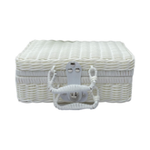 Wicker Suitcase, Rattan Odorless Retro Woven Storage Box with Ring Shaped Handle, Wicker Picnic Basket