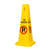 Yellow No Parking Sign with 4 Sides View - Olmecs