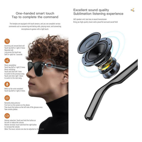 TWS Smart Glasses with Camera and Audio Control