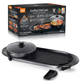 RAF 2-in-1 Electric Hot Pot and Grill, Korean BBQ Style, 1800W Non-stick Rectangular Pan, 25x25cm