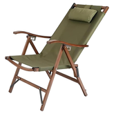 Luxury Reclining Folding Camping Chair, Reclining Chair Wooden Frame Lounge Chair