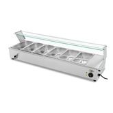 Olmecs Stainless Steel Bain Marie Hot Counter 6 Compartment