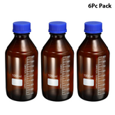 Willow 1000mL Reagent Media Bottle, 6Pcs Round Graduated Glass Storage Bottle Blue Screw Cap for Chemistry Lab
