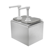 Olmecs Dispenser Pump Stainless Steel Condiment Pump Station Condiment Pump Dispenser with 2.1 Quart Jar (DOUBLE)