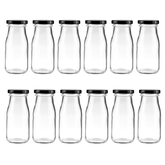 Willow Mini Glass Milk Bottles with Gold/Black lids 60Pcs Pack 200ml