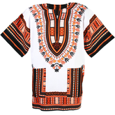 Tribe Premium Traditional Colourful African Dashiki Thailand Style Free size ( L ) - Orange/White