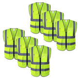 6Pc Pack High Visibility Safety Vests with Reflective Strips XXL– ANSI Compliant Workwear for Construction, Cycling & Roadside Assistance