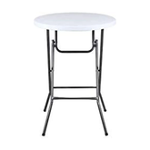 LANNY Cocktail Home Granite Round Plastic Bar Height Folding Table, Ø 60cm*H 110cm (White)