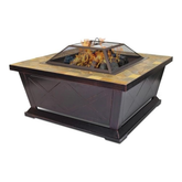 Olmecs Outdoor Garden Fire Pit BBQ Table Stove Square Steel Firepit