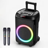 Portable Bluetooth Karaoke Speaker with Wireless Microphone & Remote – Rechargeable Party Speaker with RGB LED Lights (Speaker2)