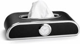 Car Tissue Box Holder with Clock – PU Leather Dashboard Tissue Dispenser