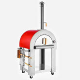 Kitchen Big Pizza Oven BBQ Grill with 4 Wheels Gas Wood Fire & Tools Stainless Steel