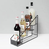 Olmecs Stainless Steel Syrup Bottle and Cup Holder, Bar Organizer (Stand Only)
