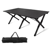 120CM Folding Aluminum Camping Table Black – Roll-Up Table, Portable Lightweight Grill Table for Outdoor