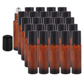 Willow Set of 24, 10ml / 5ml Amber Glass Bottles with Stainless Steel Roller Balls