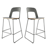 Navodesk Solo Chair - Premium Stackable High Chairs, Modern Solid Wood Chairs for Home & Office. (Set of 2)